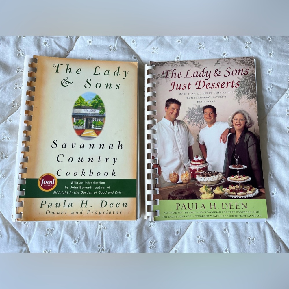 2 Lady & Sons Cookbooks by Paula Deen Savannah Country Cookbook & Just Desserts